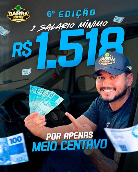 6º EDIÇÃO 1 SALÁRIO MÍNIMO 1.518,00 + 20 ROLETAS PREMIADAS 